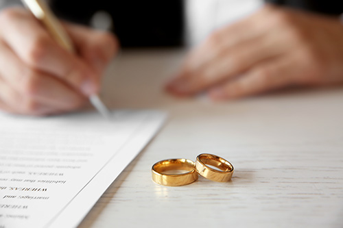 Wedding rings and signing a contract